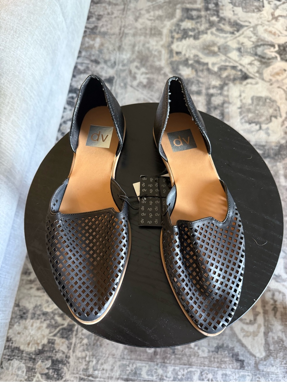 DV by Dolce Vita Black Laser-Cut D'Orsay Flats SZ 7.5